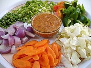 Peanut Flavored Vegetable Fried Rice & Stir Fried Vegetables In Peanut ...