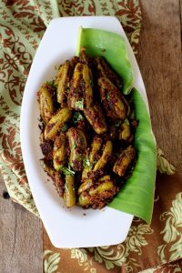 Gutti dondakaya recipe | Andhra style stuffed tindora fry using kura podi